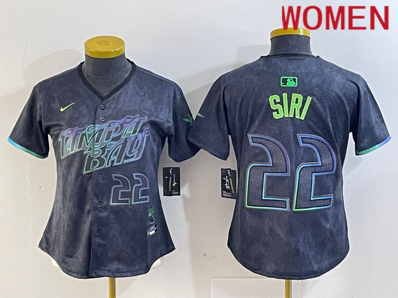 Women Tampa Bay Rays 22 Siri Black City Edition Nike 2024 MLB Jersey style 4